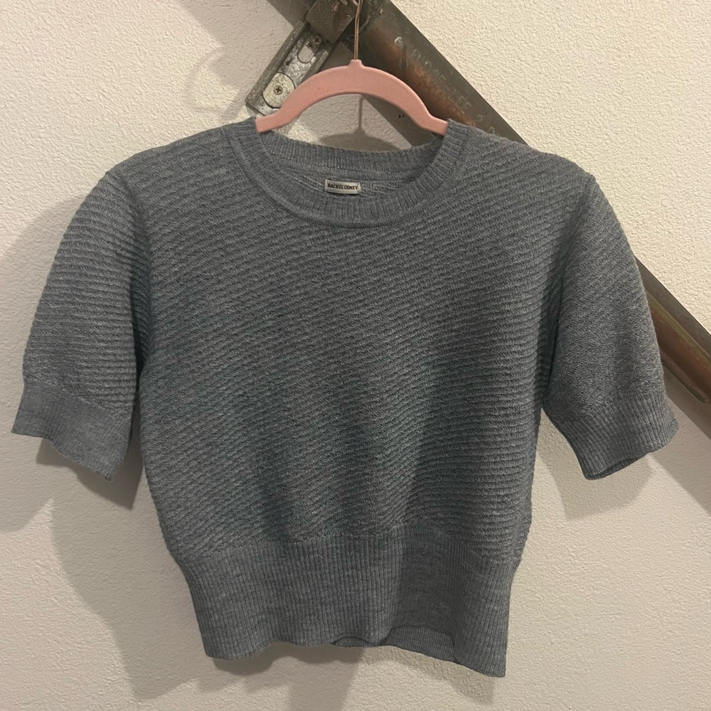 Rachel Comey 100% Alpaca Grey Short Sleeve Sweater Top Size Small